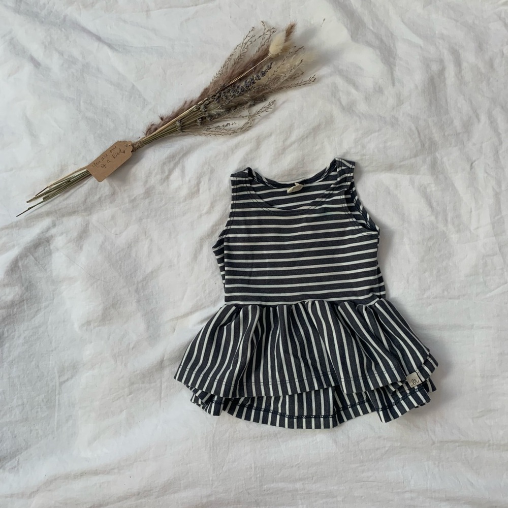 Lulu + Roo Gray Striped Peplum Top 18-24 Months